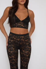 Black Lace Bralet and Flare Co-ord set - Mindi