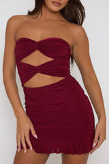 Wine Twist Front Bandeau Mini Dress - Hayley