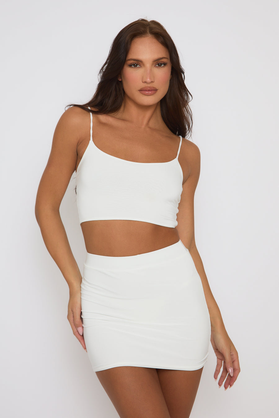 White Basic Strappy Top and Skirt Co-ord - Derby