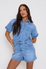 Light Blue Denim Playsuit - Betsy