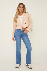 Bright Blue Stretch Mid Waist Kick Flare Denim Jeans - Aspen