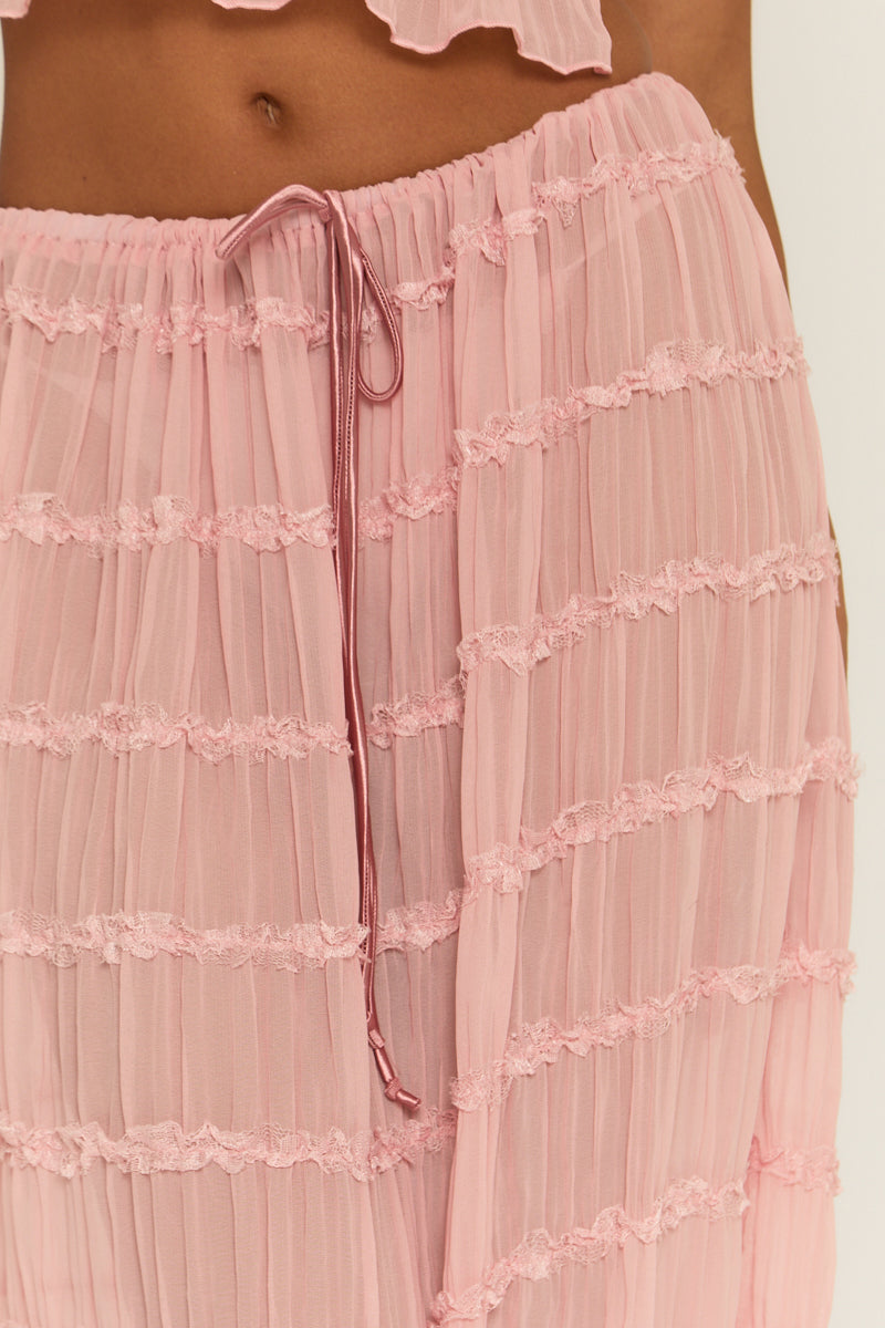 Pink Shirred Halter Top and Maxi Skirt Co-ord Set - Mystery