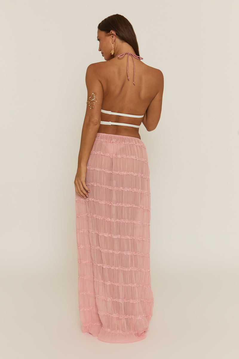 Pink Shirred Halter Top and Maxi Skirt Co-ord Set - Mystery