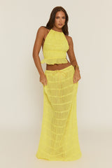 Lemon Shirred Halter Top and Maxi Skirt Co-ord Set - Mystery
