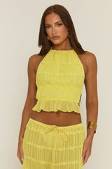 Lemon Shirred Halter Top and Maxi Skirt Co-ord Set - Mystery