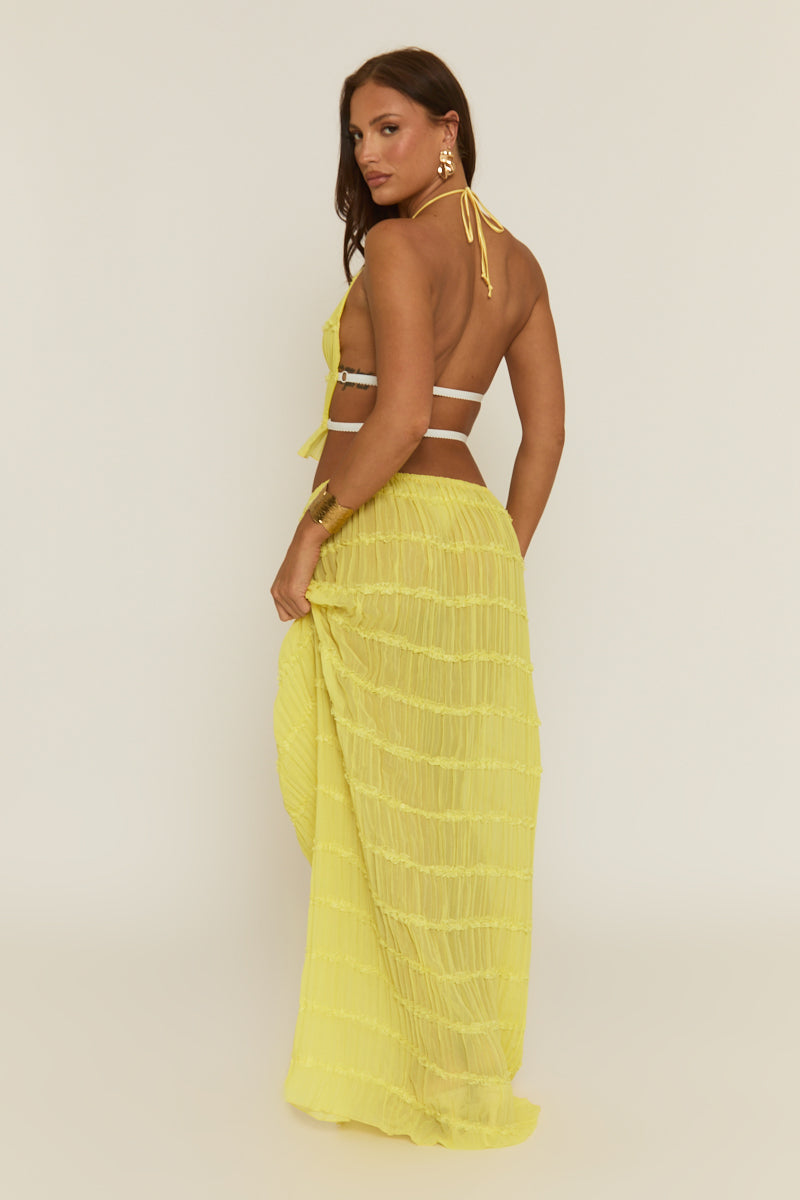 Lemon Shirred Halter Top and Maxi Skirt Co-ord Set - Mystery
