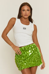 Green Disc Sequin Tie Side Mini Skirt - Colleen