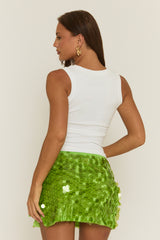 Green Disc Sequin Tie Side Mini Skirt - Colleen