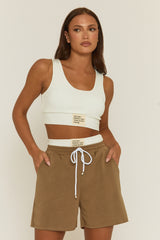 Brown Rib Crop Top and Short Lounge Set - Aliya