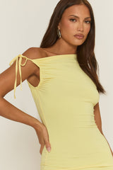 Butter Yellow Strappy Bodycon Mini Dress - Amoura