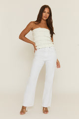 White Broderie Ruffle Bandeau Top - Lila