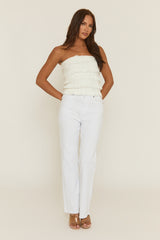 White Broderie Ruffle Bandeau Top - Lila