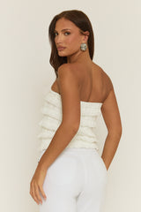 White Broderie Ruffle Bandeau Top - Lila