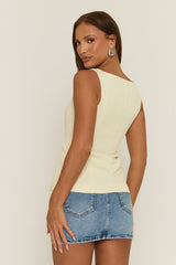 Cream Slash Neck Woven Waistcoat - Maryam