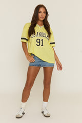 Yellow Oversized Varsity Football T-shirt - Austin