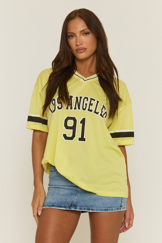 Yellow Oversized Varsity Football T-shirt - Austin