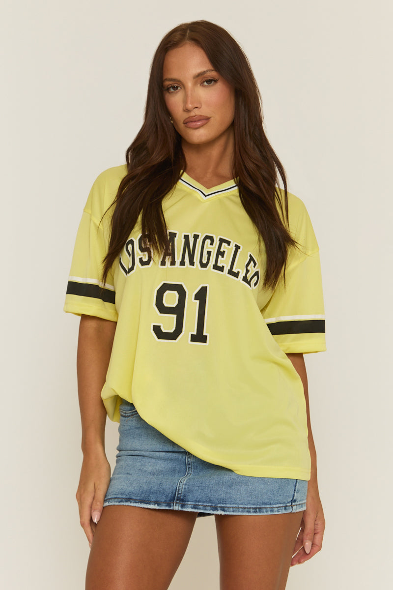 Yellow Oversized Varsity Football T-shirt - Austin