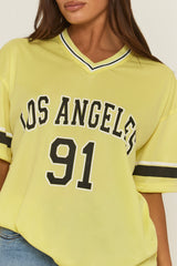 Yellow Oversized Varsity Football T-shirt - Austin