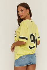Yellow Oversized Varsity Football T-shirt - Austin