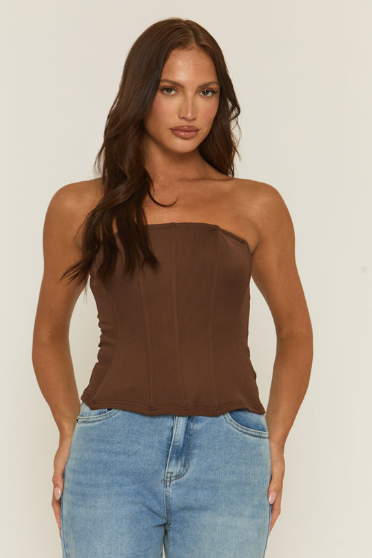 Brown Boned Corset Top - Natalya