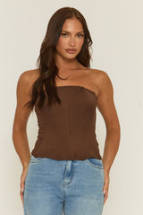 Brown Boned Corset Top - Natalya
