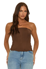 Brown Boned Corset Top - Natalya