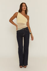 Butter Yellow Mesh Asymmetric Top - Amelia