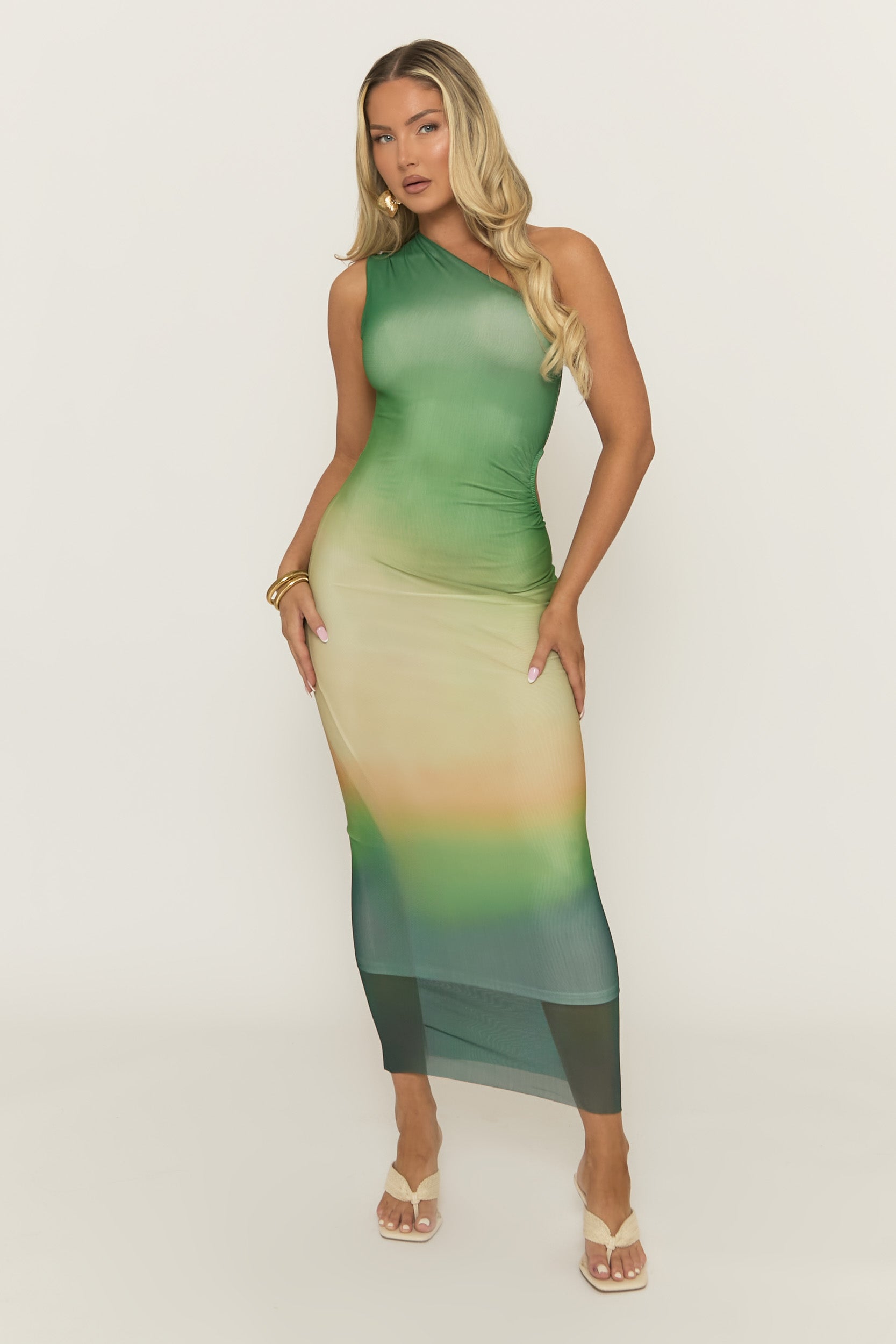 Green One Shoulder Mesh Maxi Dress | Dresses | Rebellious Fashion Green One Shoulder Mesh Maxi Dress | Dresses | Rebellious Fashion