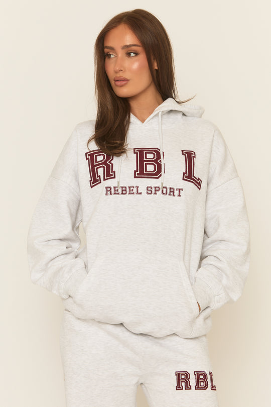 Light Grey Marl Rebel Sport Oversized Hoodie - Camilla
