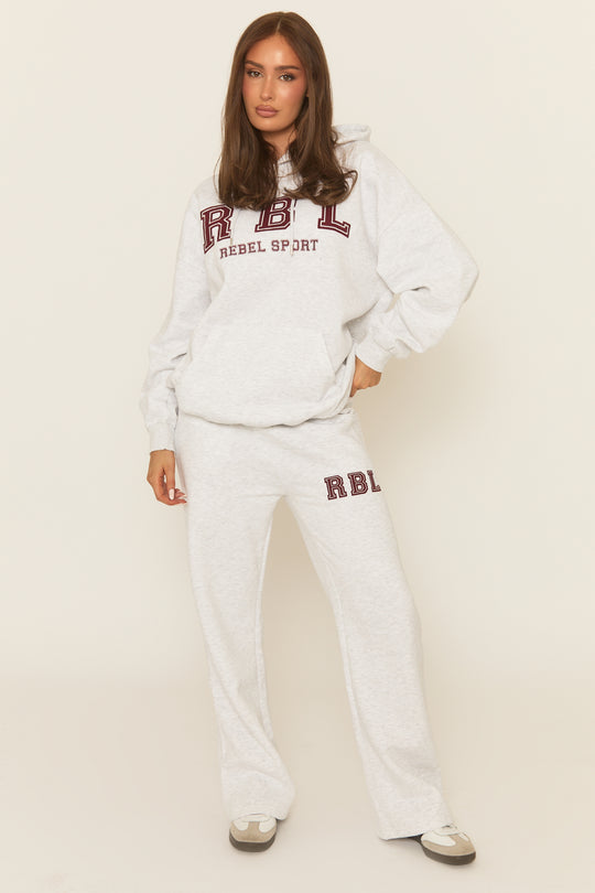 Light Grey Marl Rebel Sport Wide Leg Joggers - Ariyah