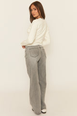 Cream Popper Detail Cinched Waist Knit Cardigan - Marida