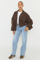 Chocolate Double Breasted Cropped Trench Coat - Kienna