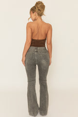 Chocolate Gold Trim Cowl Neck Bodysuit - Irella