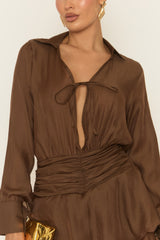 Chocolate Brown Ruffle Hem Skort Playsuit - Kensley