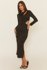 Black Cut Out Long Sleeve Maxi Dress - Ayler