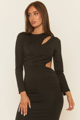 Black Cut Out Long Sleeve Maxi Dress - Ayler