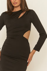 Black Cut Out Long Sleeve Maxi Dress - Ayler