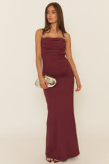 Wine Trim Detail Cowl Halterneck Maxi Dress - Arida