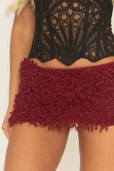 Wine Textured Mini Skirt - Joslee