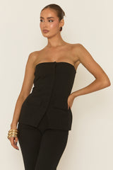 Black Bandeau Waistcoat and Flare Trouser Co-ord Set - Jalara