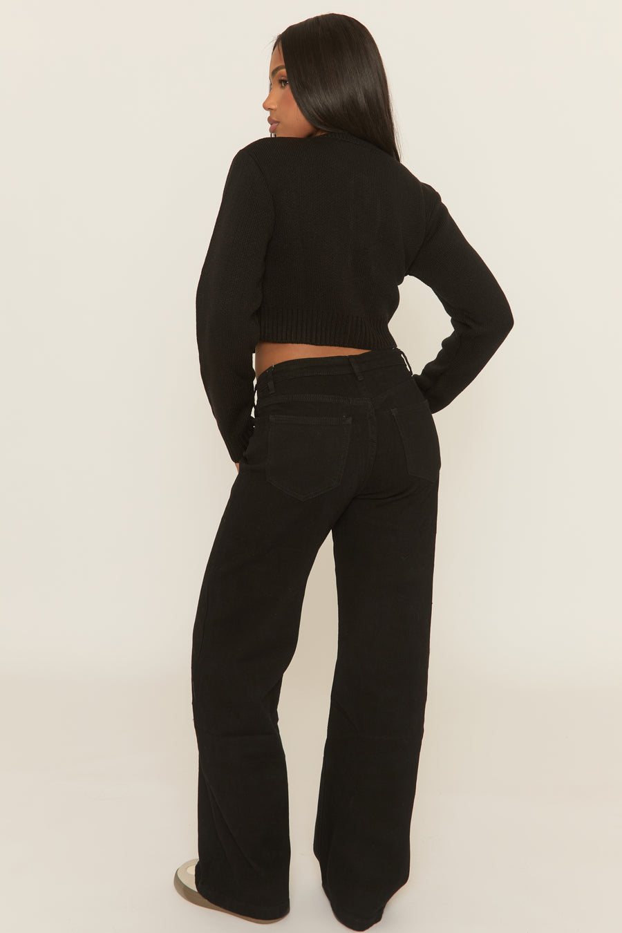 Black Tie Front Knitted Cardigan - Kenzia