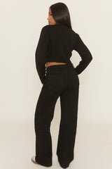 Black Tie Front Knitted Cardigan - Kenzia