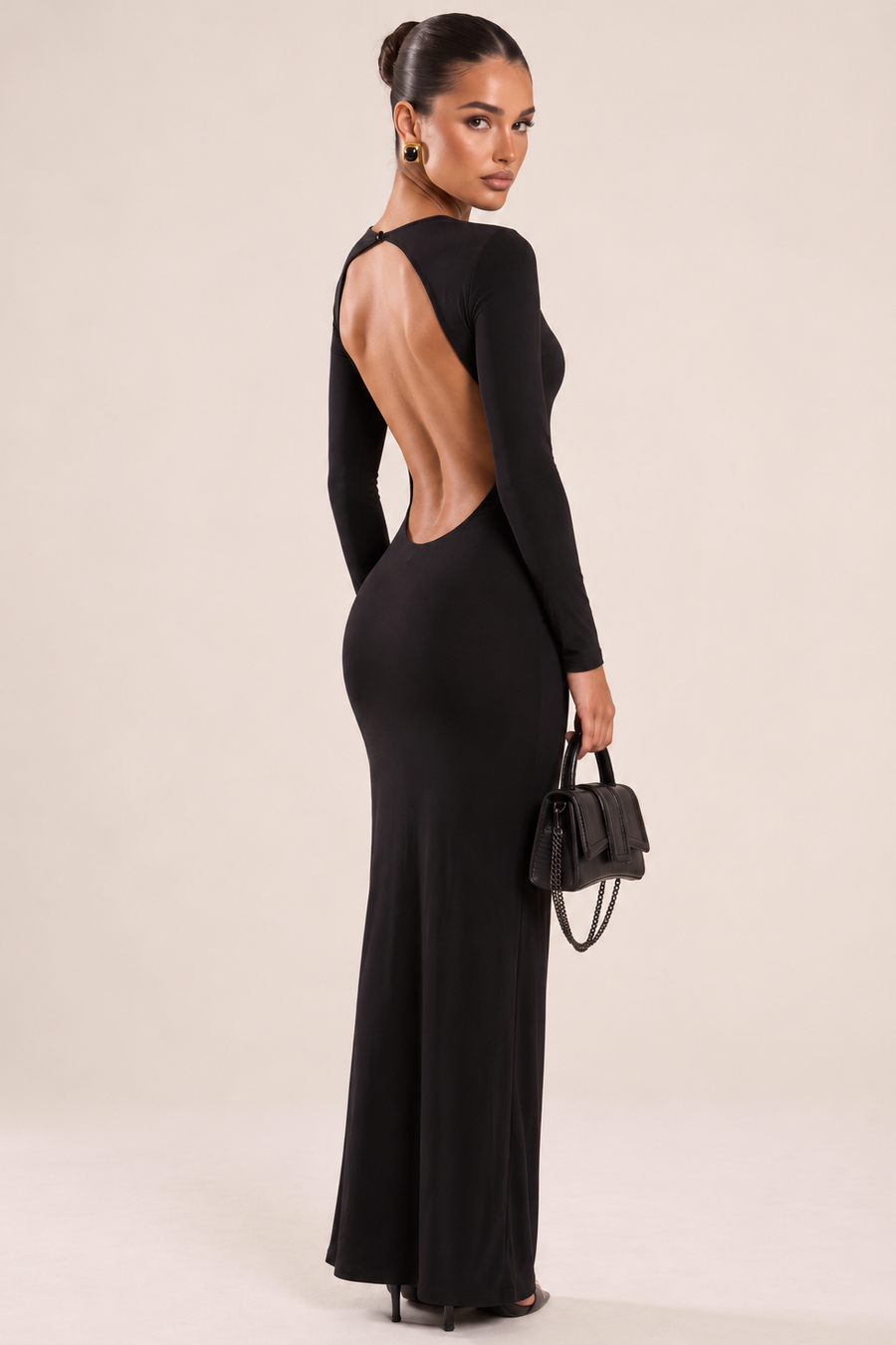 Black Open Back Maxi Dress - Eshar