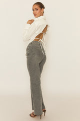 White Tie Back Long Sleeve Shirt - Harris