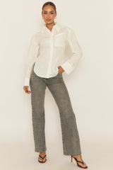 White Tie Back Long Sleeve Shirt - Harris