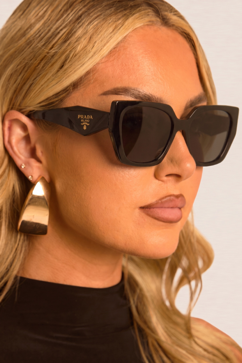 Black Logo Detail Cat Eye Sunglasses - Ivy