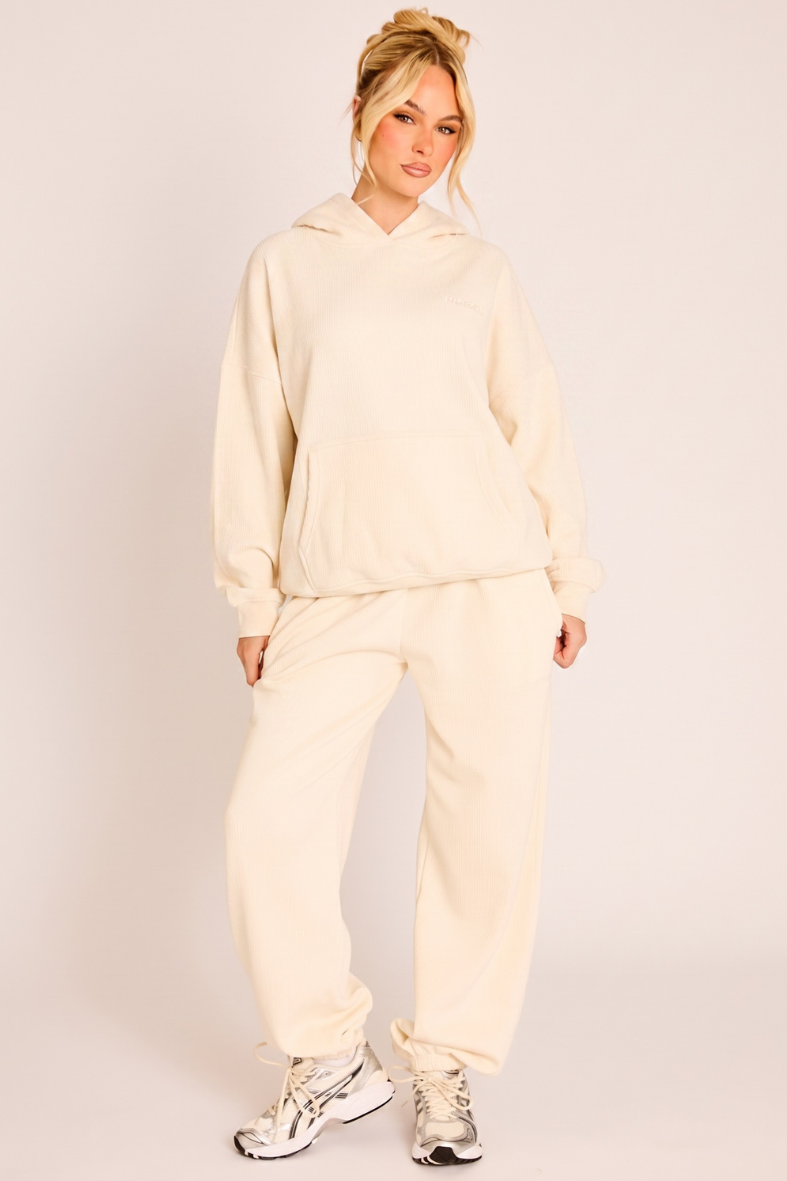 Cream Rebellious Logo Oversized Hoodie - Nivah