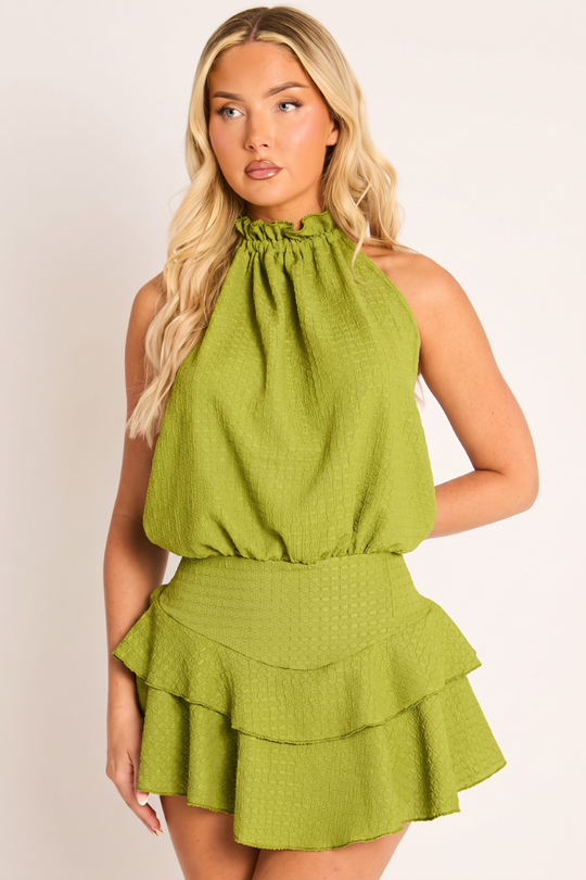 Lime Textured Flippy Playsuit - Bernice
