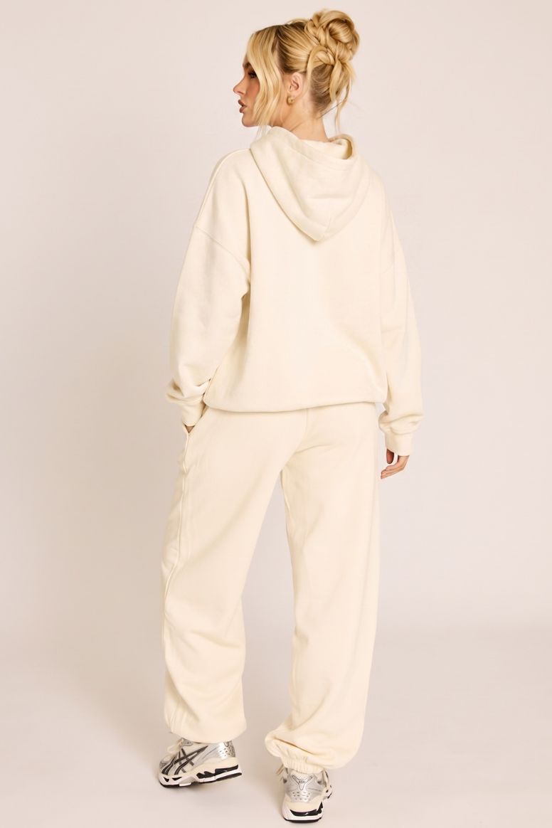 Cream Rebellious Logo Oversized Hoodie - Nivah