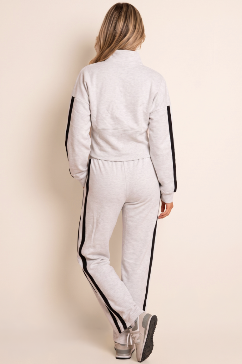 Bleach Grey Corset Fit Jacket and Jogger Loungewear Co-ord Set - Saige